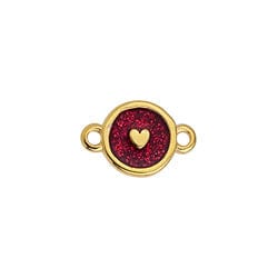 BeadsBalzar Beads & Crafts 24k GOLD PLATED  (GQL9010G) (GQL9010G) Round motif with heart 10mm with 2 rings 15x10mm (3 PCS)