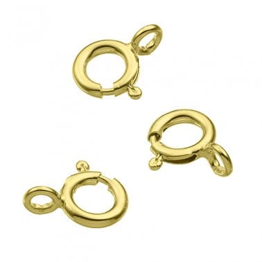 BeadsBalzar Beads & Crafts 3 MICRON GOLD PLATED (925-49-3GP) (925-49-X) Sterling silver 7mm spring ring clasps (4 PCS)