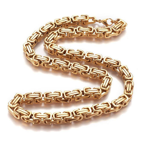 BeadsBalzar Beads & Crafts 304 Stainless Steel Byzantine Chain Necklace, Golden, 23.82 inch(60.5cm)