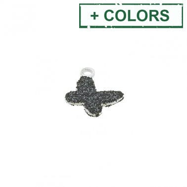 BeadsBalzar Beads & Crafts (925-B150-X) SILVER 925 7,5MM BUTTERFLY GLITTER PENDANT WITH RING (1 PC)