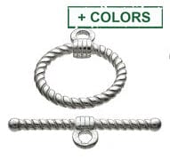 Load image into Gallery viewer, BeadsBalzar Beads &amp; Crafts (925-T128-X) SILVER 925 TWISTED WIRE TOGGLE CLASPS 2MM RINGS 15MM+BAR 25MM (1 SET)
