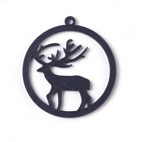 BeadsBalzar Beads & Crafts (AC9053-15) Acrylic Open Back Bezel Pendants, , Christmas Reindeer/Stag,  48x52mm (1 PC)