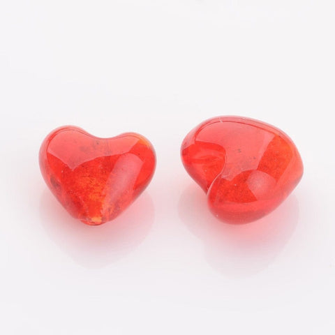 BeadsBalzar Beads & Crafts (AH8978-1) Foil Glass Beads, Heart, Red Size: about 12mm (4 PCS)