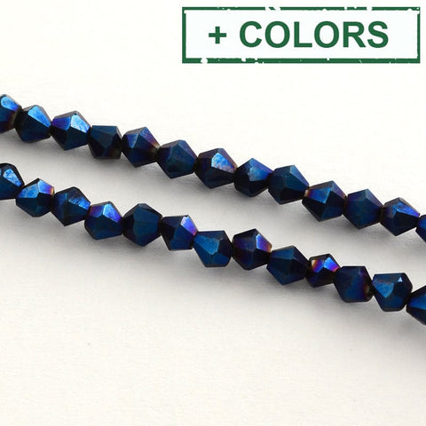 BeadsBalzar Beads & Crafts (BB3962-X) Electroplate Glass Bead Strands, Rainbow Plated, Faceted Bicone, 3X3.5mm (1 STR)