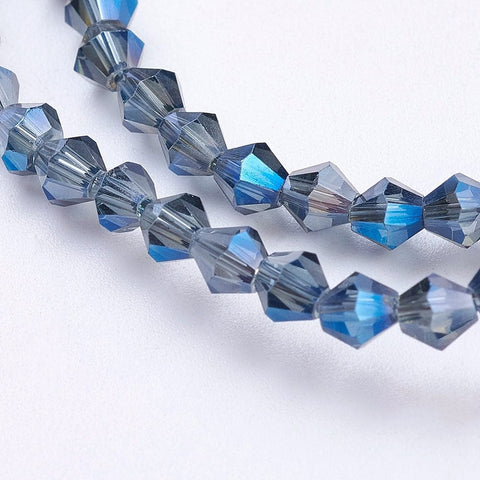 BeadsBalzar Beads & Crafts (BB6404-F09) MARINE BLUE (BB6404-X) Glass Beads Strands, Faceted, Bicone, 3mm
