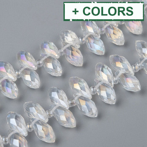 BeadsBalzar Beads & Crafts (BD9039-14) Crystal Glass Beads , Faceted, Teardrop, 6x13mm (1 STR)