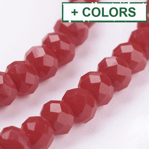 BeadsBalzar Beads & Crafts (BE2822-11) Imitation Jade Glass Beads Faceted, Rondelle 3.5x2.5~3mm (1 STR)