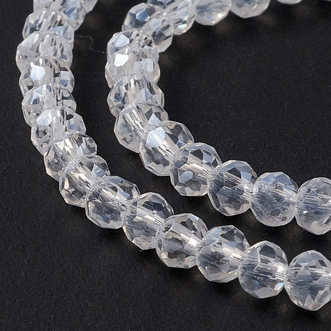 BeadsBalzar Beads & Crafts (BE9035-03) Crystal Glass Rondelle Beads Strands, Faceted, AB Color, Clear AB, 3.5x2.5~3mm (1 STR)