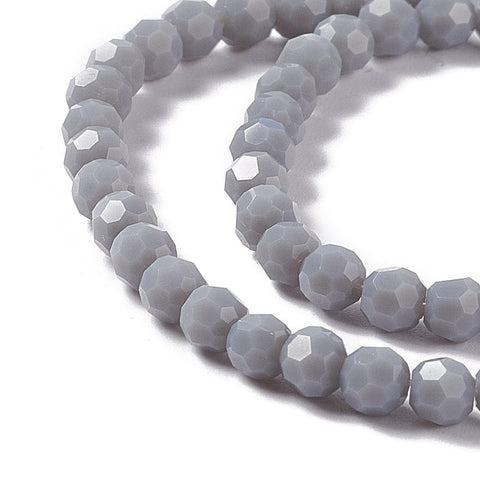 BeadsBalzar Beads & Crafts (BE9115-03) Faceted Glass Beads Strands, Round, Slate Gray, 4mm, Hole: 1mm (1 STR)
