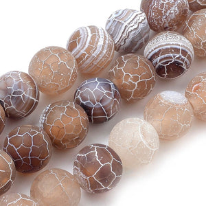 BeadsBalzar Beads & Crafts (BG8846A) Natural Weathered Agate Beads, Frosted, Dyed, Round, Camel, 8mm (1 STR)