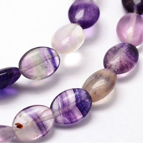 BeadsBalzar Beads & Crafts (BG8881A) Natural Fluorite Beads Strands, Flat Oval, 12x9x5~6mm (1 STR)