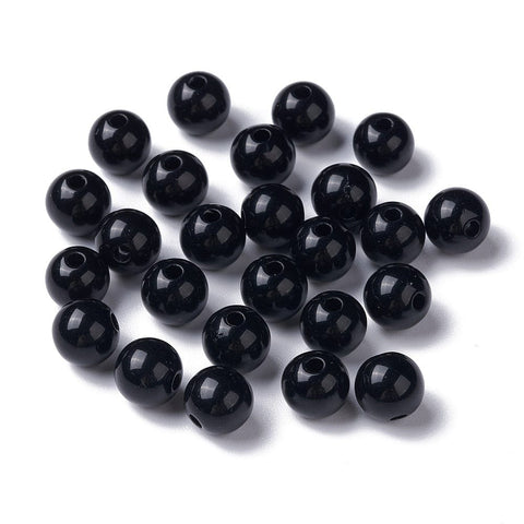 BeadsBalzar Beads & Crafts BLACK (AB8842-S002) (AB8842-X) Opaque Acrylic Beads, Round, Mixed Color, 8x7mm, Hole: 2mm (40 GMS)