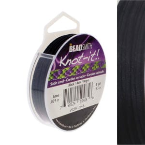 BeadsBalzar Beads & Crafts BLACK (SCBK1MM-R) (SCBK1MM-R) SATIN CORD 1MM (5 YD/SPOOL)