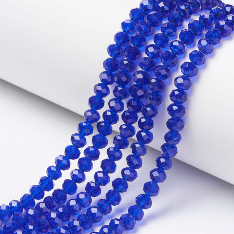 BeadsBalzar Beads & Crafts BLUE (BE8699-D06) (BE8699-X) Glass Beads Strands, Faceted, Rondelle, 6x5mm (1 STR)