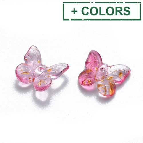 BeadsBalzar Beads & Crafts (BT8873-X) Two Tone Transparent Spray Painted Glass, Butterfly, 9.5x11x3mm (30 PCS)