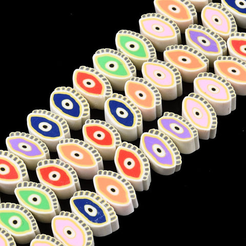 BeadsBalzar Beads & Crafts (CE9141-M) Polymer Clay Beads, Eye, Mixed Color, 6~8x9.5mm (40 PCS)