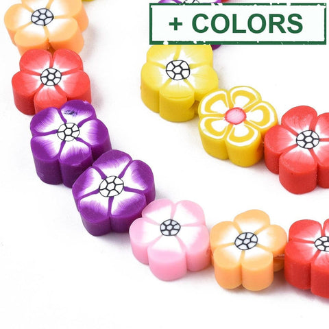BeadsBalzar Beads & Crafts (CF9140-X) Polymer Clay Beads, Flower, Indian Red, 8~10mm (40 PCS)