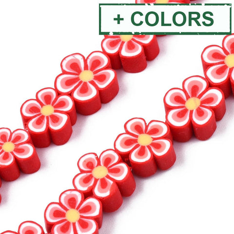 BeadsBalzar Beads & Crafts (CF9142-X) Polymer Clay Beads, Flower, 7.5~10mm (40 PCS)