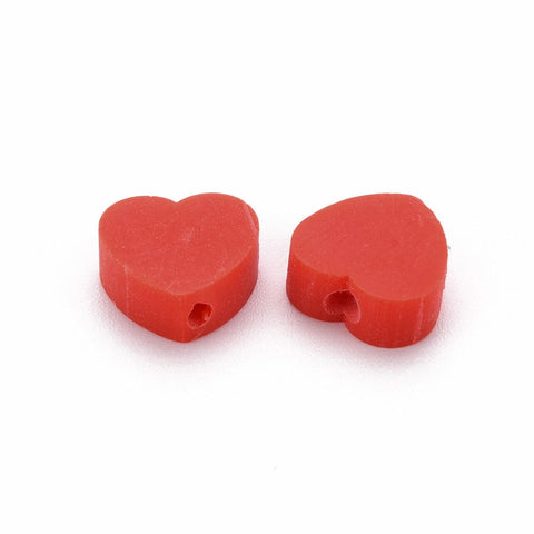 BeadsBalzar Beads & Crafts (CH9125-R) Polymer Clay Beads, Heart, Red, 8~9x9~10x3~5mm (30 PCS)
