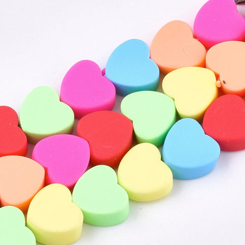 BeadsBalzar Beads & Crafts (CH9129-M) Polymer Clay Beads Strands, Heart, Mixed Color, 8~10mm (30 PCS)
