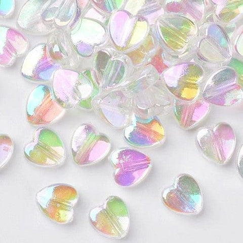 BeadsBalzar Beads & Crafts CLEAR AB (AP8781-C) (AP8781-X) Transparent Acrylic Beads, Heart, AB, 8x8x3mm, Hole: 1.5mm (30 GMS / +- 150 PCS)