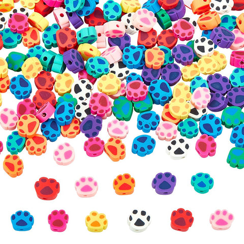 BeadsBalzar Beads & Crafts (CP9126-M) Polymer Clay Beads, Dog Paw Print, Mixed Color, 7~9x9~11x4mm (30 PCS)