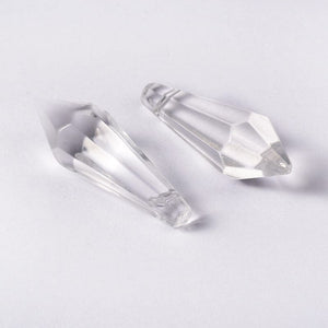 BeadsBalzar Beads & Crafts (CR8876-DR) Faceted Glass Pendants, Crystal Suncatcher, Clear,14x38mm (4 PCS)