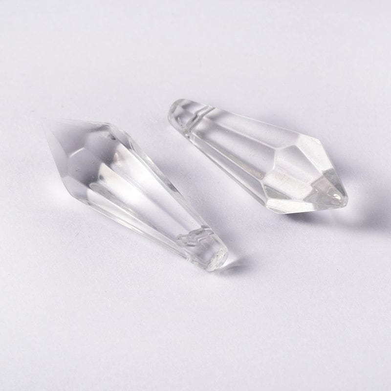 BeadsBalzar Beads & Crafts (CR8876-DR) Faceted Glass Pendants, Crystal Suncatcher, Clear,14x38mm (4 PCS)