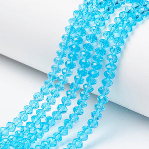 BeadsBalzar Beads & Crafts CYAN (BE8699-D08) (BE8699-X) Glass Beads Strands, Faceted, Rondelle, 6x5mm (1 STR)