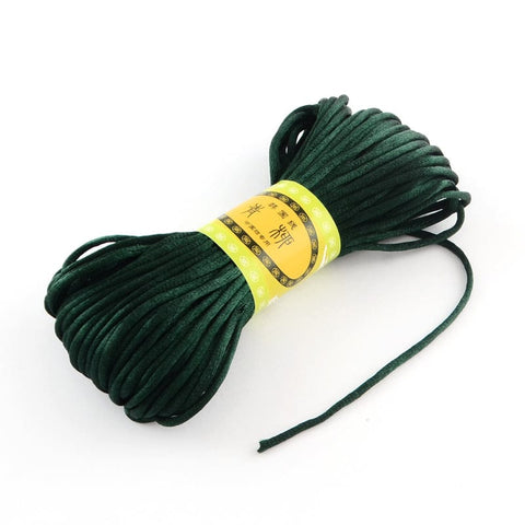BeadsBalzar Beads & Crafts DARK GREEN (PC4442-12) (PC4442-X) Polyester cord (+Colors) 2mm  (+-20 MTRS)