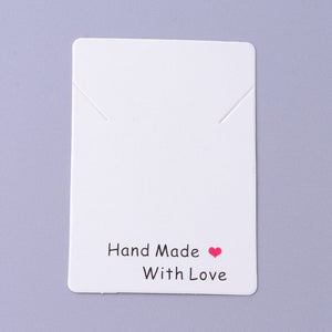 BeadsBalzar Beads & Crafts (DC8754-11B) Cardboard Necklace Display Cards, Phrase Hand Made with Love, White 5x6.95cm (20 PCS)