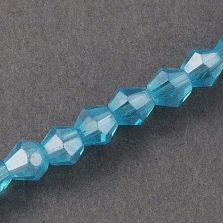 BeadsBalzar Beads & Crafts DEEP SKY BLUE (BB6407-03) (BB6407-X) Glass Beads Faceted, Bicone, 3x3~3.5mm (1 STR)