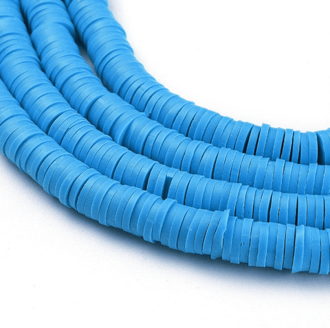 BeadsBalzar Beads & Crafts DODGER BLUE (HE6578-33) (HE6578-X) Handmade Polymer Clay Beads, Disc Heishi Beads 6mm (1 STR)