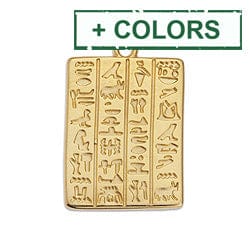 BeadsBalzar Beads & Crafts (GQ6654X-6PC) Rectangular Alloy motif with hieroglyphics 25mm pendant (6 PCS)