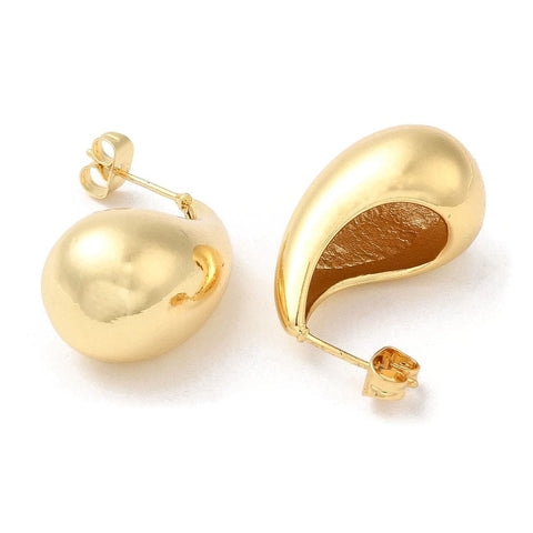 BeadsBalzar Beads & Crafts (GQE9196-X) Brass Twist Teardrop Stud Earring, 26.5x14mm (1 PAIR)