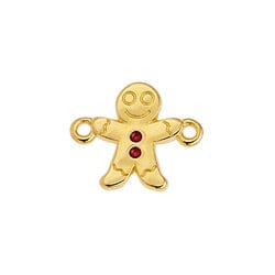 BeadsBalzar Beads & Crafts (GQM9009G) Motif Christmas biscuit human shaped with 2 rings 17x14mm (2 PCS)