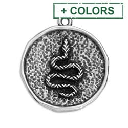BeadsBalzar Beads & Crafts (GQP7132-X) Alloy Round motif with snake in relief pendant 25x28mm (1 PC)