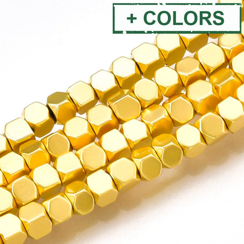 BeadsBalzar Beads & Crafts (HB7831-X) Synthetic Hematite Beads Strands, Cube 2mm (1 STR)