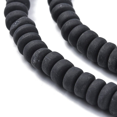 BeadsBalzar Beads & Crafts (HE9143-X) Polymer Clay Beads Strands, Flat Round, 6~7x3mm (1 STR)