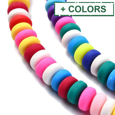 BeadsBalzar Beads & Crafts (HE9143-X) Polymer Clay Beads Strands, Flat Round, 6~7x3mm (1 STR)