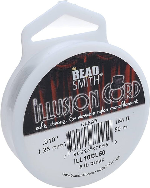 BeadsBalzar Beads & Crafts (ILL10CL50) BEADSMITH ILLUSION CORD 0.25MM DIA CLEAR 50 METER SPOOL
