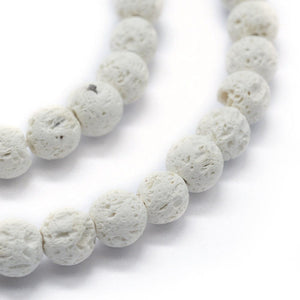 BeadsBalzar Beads & Crafts (LB8861-X) Natural Lava Rock Round Beads Strands, Round, White (1 STR)