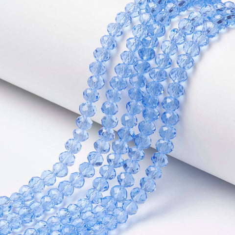 BeadsBalzar Beads & Crafts LIGHT SKY BLUE (BE8724-D14) (BE8724-X) Glass Beads Strands, Faceted, Rondelle, 8x6mm (1 STR)