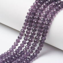 Load image into Gallery viewer, BeadsBalzar Beads &amp; Crafts MEDIUM PURPLE (BE8827-D15) (BE8827-X) Glass Beads Strands, Faceted, Rondelle, Cyan, 3.5x3mm (1 STR)
