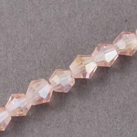 BeadsBalzar Beads & Crafts MISTY ROSE (BB6407-10) (BB6407-X) Glass Beads Faceted, Bicone, 3x3~3.5mm (1 STR)