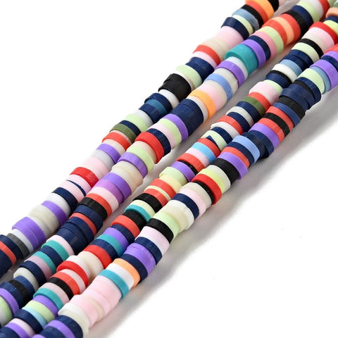 BeadsBalzar Beads & Crafts MIXED COLOR 4 (HE6764-M4) (HE6764-X) Eco-Friendly Handmade Polymer Clay Heishi Beads 4x1mm (1 STR)