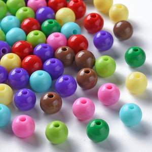 BeadsBalzar Beads & Crafts MIXED DARK (AB8842-M2) (AB8842-X) Opaque Acrylic Beads, Round, Mixed Color, 8x7mm, Hole: 2mm (40 GMS)