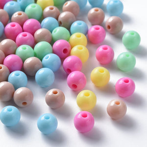 BeadsBalzar Beads & Crafts MIXED LIGHT (AB8842-M1) (AB8842-X) Opaque Acrylic Beads, Round, Mixed Color, 8x7mm, Hole: 2mm (40 GMS)