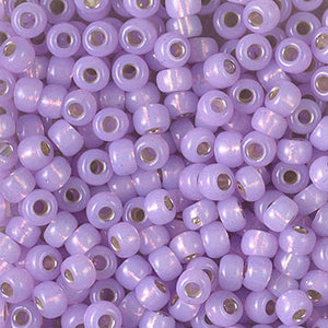 BeadsBalzar Beads & Crafts (MSB6-0574-250G) MIYUKI SEED BEADS 6/0 DYED LILAC SILVER LINED ALABASTER (25 GMS)