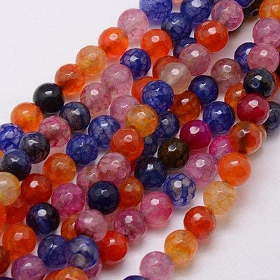 BeadsBalzar Beads & Crafts Natural Dragon Veins Agate Beads, Faceted, Dyed, Round, Mixed 8mm
